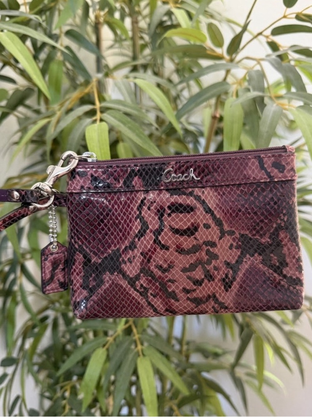 New Vintage Coach Soho Embossed Exotic Madison Python Purple Wristlet Leather